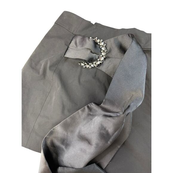 Zara Black Mini Skirt with Rhinestone Buckle & Satin Bow Detail Size L - Picture 4 of 14